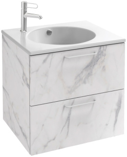 Тумба под раковину Jacob Delafon Odeon Rive Gauche 60 см, EB2520-R5-NR4, цвет белый мрамор, ручки хр