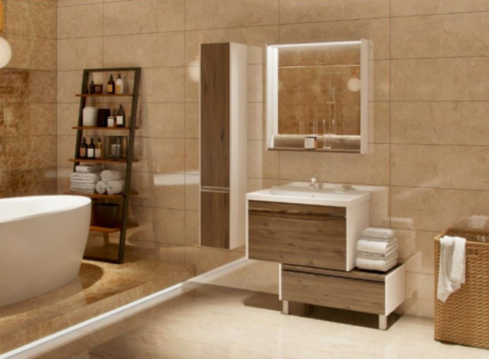 Тумба под раковину Aquaton Капри 80 белый глянец 1A230201KP010