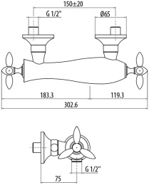 Фото Смеситель для душа 1807518C0cr Timor GATTONI