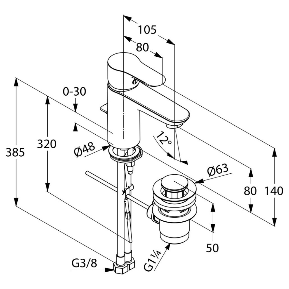 Фото Смеситель для раковины Kludi Objekta (322330575) хром