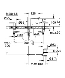 Grohe Europlus 2 20301000 Смеситель для раковины, на 3 отверстия