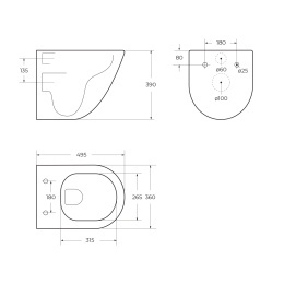 Подвесные унитазы Чаша подвесного безободкового унитаза Belbagno со смывом TORNADO BelBagno AMANDA-TOR BB051CH-TOR-FC