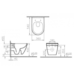 Подвесной унитаз Vitra S50 (5956B003-0075/110-003-019) белый