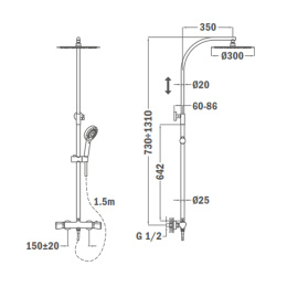 Душевая стойка Teka Itaca (67237020G2) золото