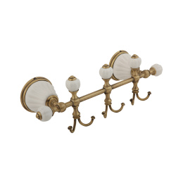 Фото Migliore Olivia 17432 Планка с тремя крючками L30 см, керамика белая, бронза