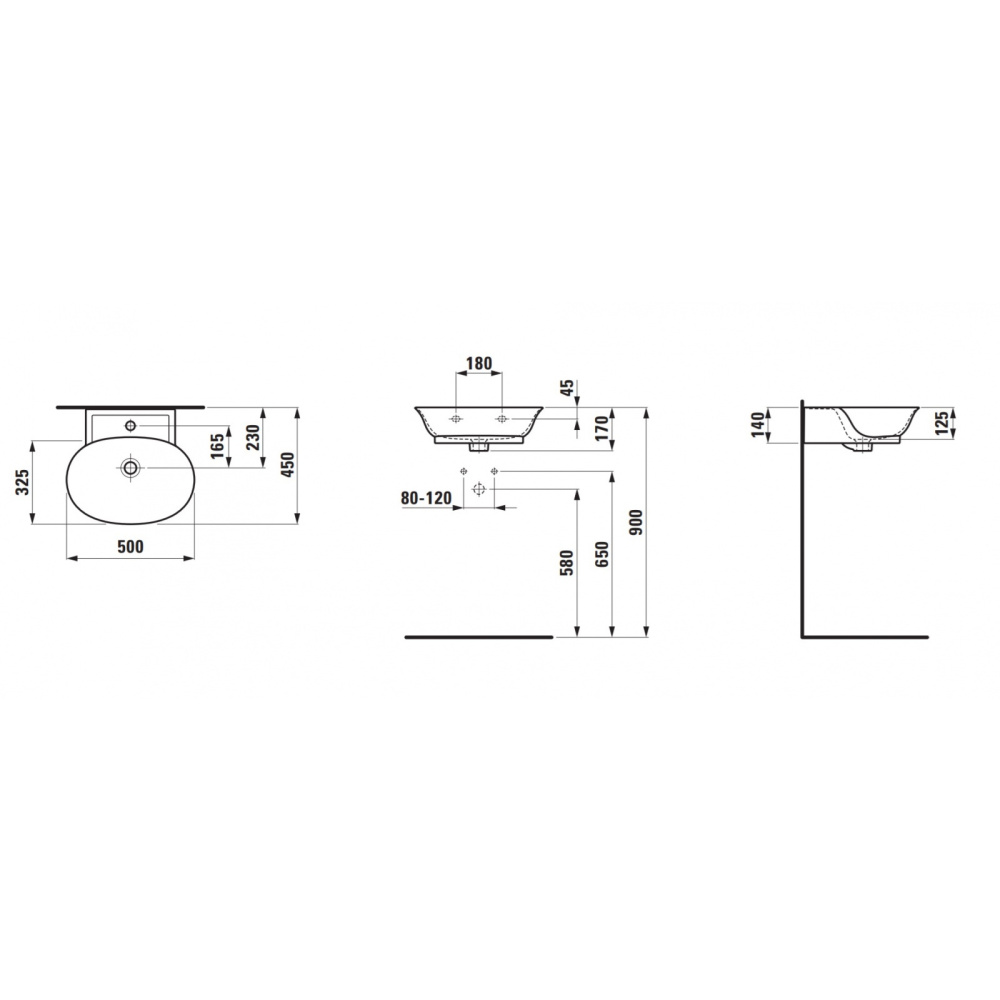Раковина Laufen New Classic 8.1585.2.400.109.1 50 х 45 х 17 см, SaphirKeramik, LCC, без отверстия, б