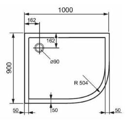Душевой поддон Huppe PURANO 100 x 90 x h4 см, 202154.055, R504, из искусственного камня