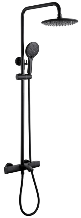 Фото Душевая стойка ABBER Thermostat с термостатом и изливом, черная матовая (AF8516B)