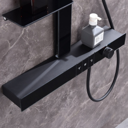Душевая стойка Black&White Gravity GH-9005-MB с термостатом, черная матовая