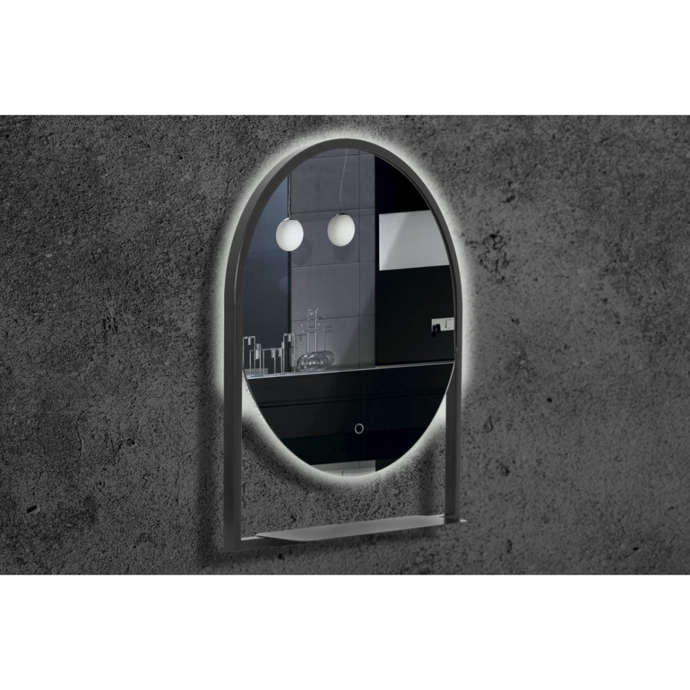 Armadi Art 550/2 Зеркало Vallessi круглое с полочкой антрацит 80*90