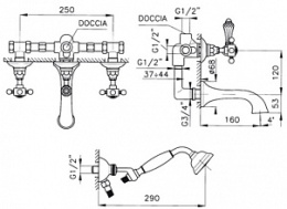 Фото Смеситель Nicolazzi Tradizionale 1403 GB 78 для ванны/душа, гальваническое золото