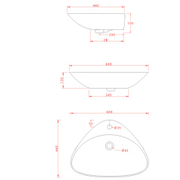 Раковина 60 см ArtCeram Plettro (PTL001 01 00) белый