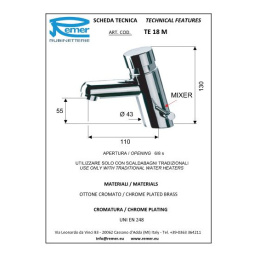 Порционный смеситель для раковины Remer Tempor RR TE 18M