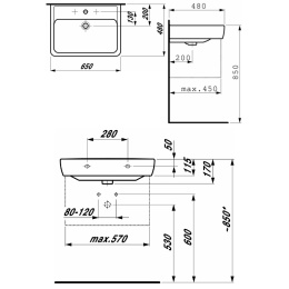 Раковина Laufen Pro 8.1895.3.000.104.1, 65*48 см