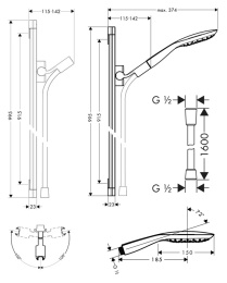 Душевой набор 27853000 Unica Hansgrohe PuraVida