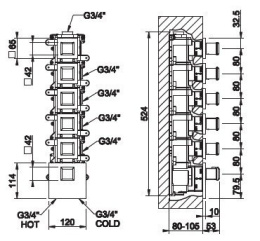 Фото Внешняя часть термостатического смесителя Gessi Eleganza (46230#031) хром