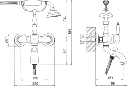Смеситель для ванны и душа Margaroli Classica RU1004AA01GD, золото