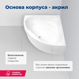 Акриловая ванна 150x150 Aquanet Vista (00254389) Белый