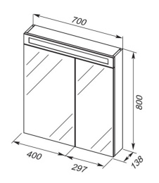 Зеркальный шкаф Dreja Max 77.9008D, LED-подсветка, 70x80 см, дуб кантри