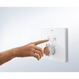 Термостатический смеситель для душа 15738600 Hansgrohe ShowerSelect Glass (черный, хром)