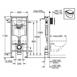 Комплект: инсталляция Grohe Rapid SL с подвесным унитазом Laufen Pro Rimless 2095.0.000.000.1