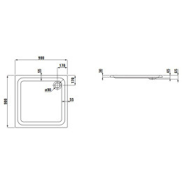 Акриловый поддон для душа Laufen Solutions 90x90 квадратный