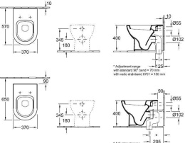 Унитаз приставной 6607 10 01 VILLEROY&BOCH SUBWAY