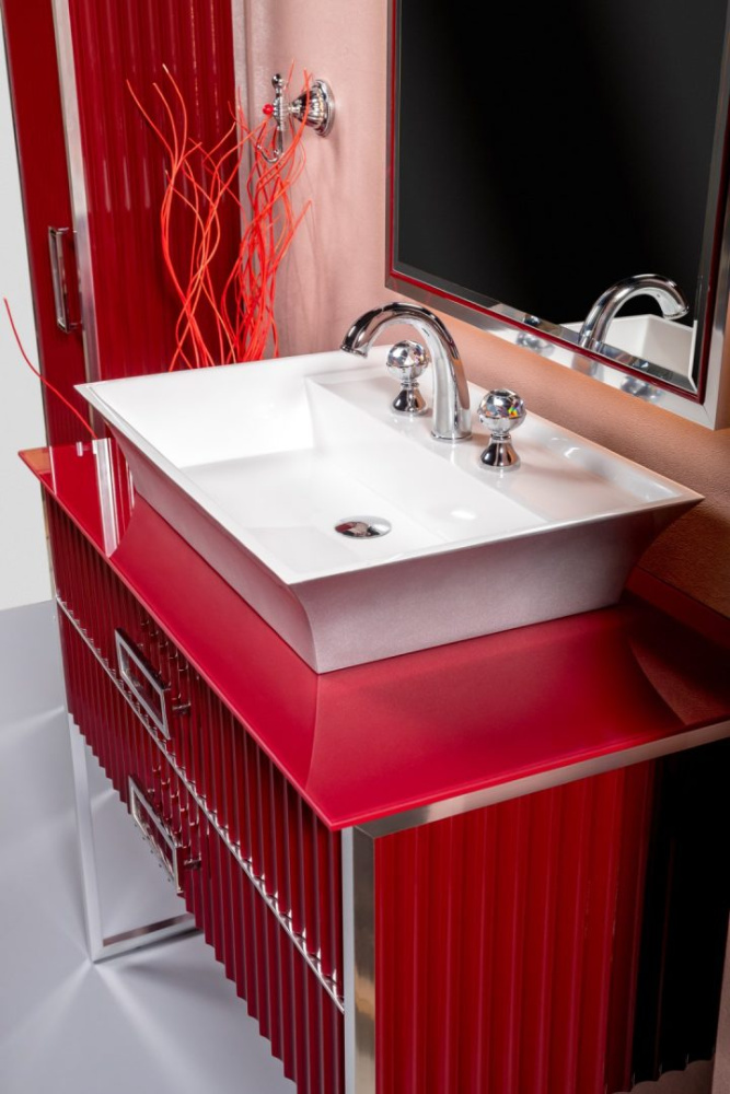 Фото Armadi Art 867-100-RCR Тумба MONACO 100см h74см бордо глянец + хром под раковину чашу