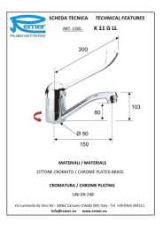 Смеситель Remer для раковины RR K11 G LL медицинский