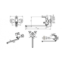 Смеситель для ванны длинный излив Bravat Louise (F6191183CP-01L-RUS)