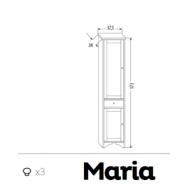 EBAN Maria Колонна правая(DX) без ручек 40х35хh174см, с деревянной дверкой, цвет bianco decape