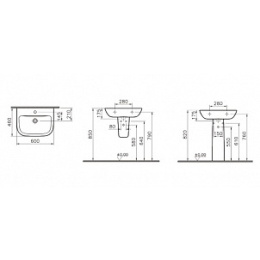 Раковина подвесная 60 см Vitra S20 (5503B003-0001) белый
