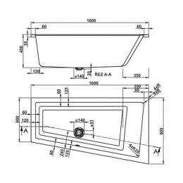 Акриловая ванна 160x90 Vagnerplast (VPBA169CAV3LX-04), асимметричная
