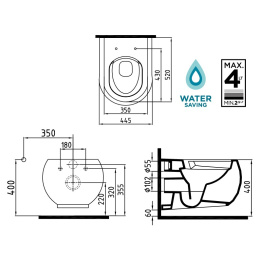 Подвесной унитаз Bien Flash FLKA052N1VP0W3000 44 x 52 x 33 см безободковый, сиденье Soft Close, белы