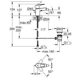 Смеситель для биде Grohe BauLoop New 23338001 хром