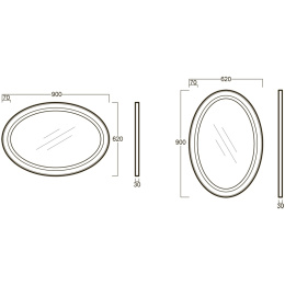 Фото Зеркало Simas Lante LAS1 nero овальное, цвет черный глянцевый