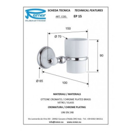 Фото Remer Epoca EP15CR Стакан для зубных щёток подвесной (белый | хром)