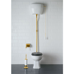 Фото Унитаз с бачком на высокой трубе Globo Paestum (PA001.BI+PA010.BI+BA005+BA003) хром, белый