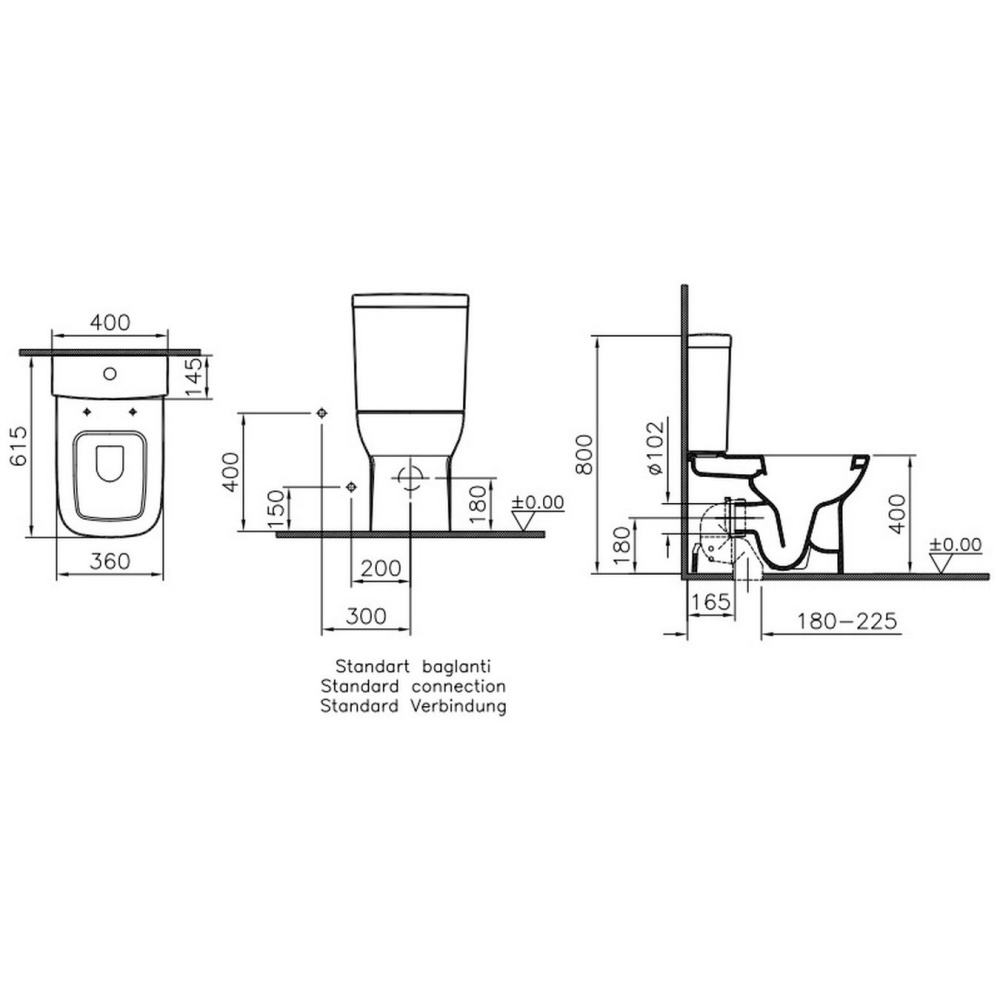 Унитаз-компакт Vitra S20 (9800B003-7203) белый