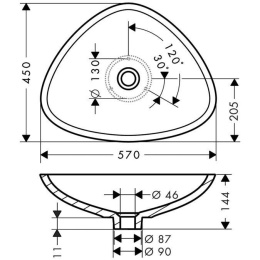 Раковина 42305000 Hansgrohe Axor Massaud, 600 мм