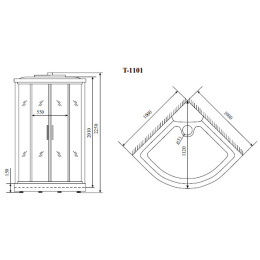 Душевая кабина 100x100x220 Timo (T-8801 C) С гидромассажем, акрил, Поддон низкий