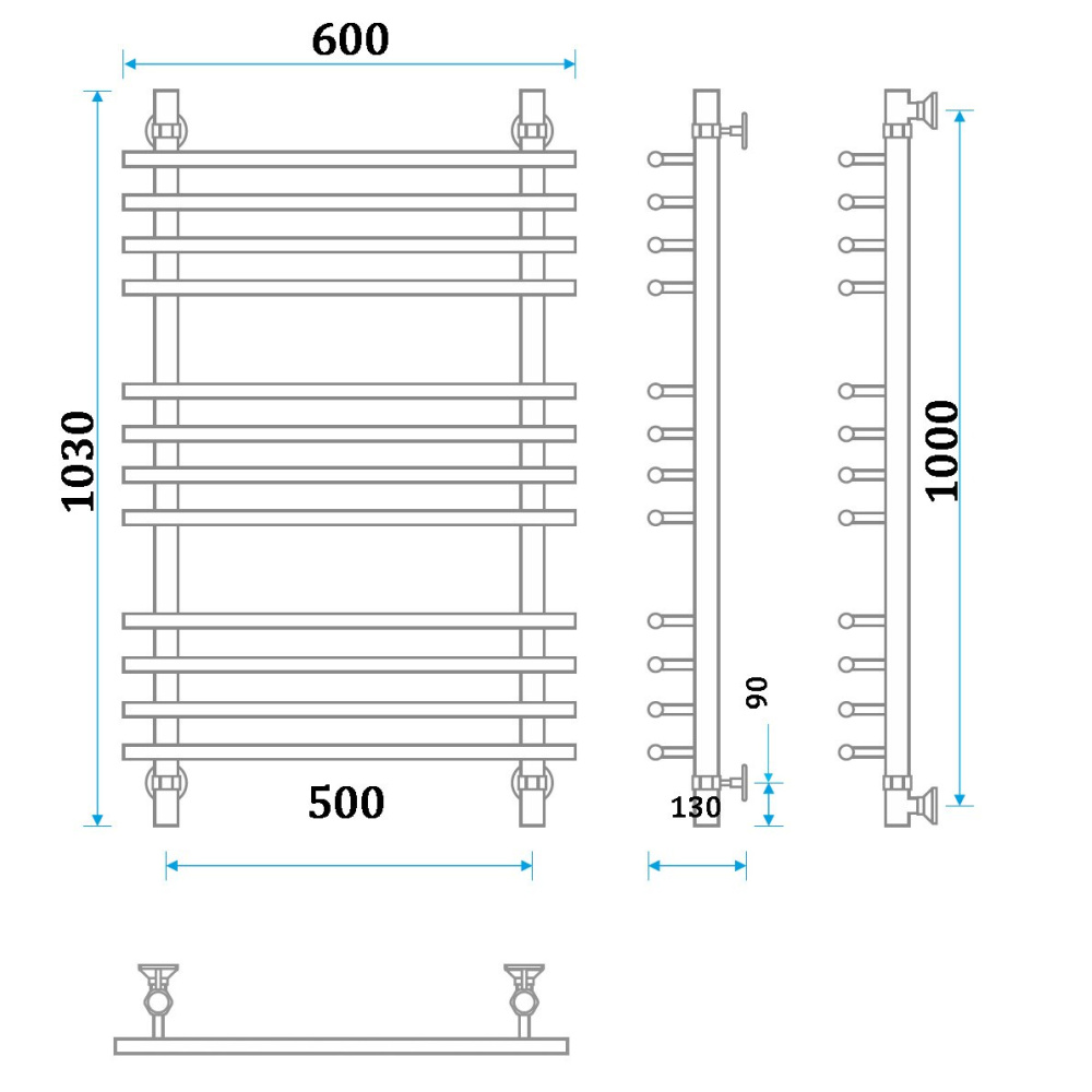 Водяной полотенцесушитель Energy Ideal 100x50 белый