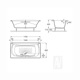 Фото Ванна 170х85 Roca Akira (2325G000R) белый