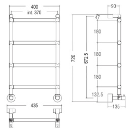 Полотенцесушитель Margaroli Sole 442-4 4423704WH, высота 72 см, ширина 43.5 см, белый