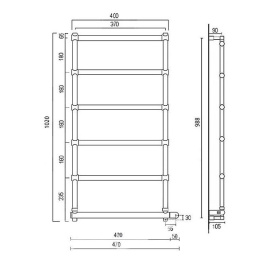 Полотенцесушитель электрический Margaroli Sole 370-542-6 Box 5423706CRNB, высота 102 см, ширина 47 с