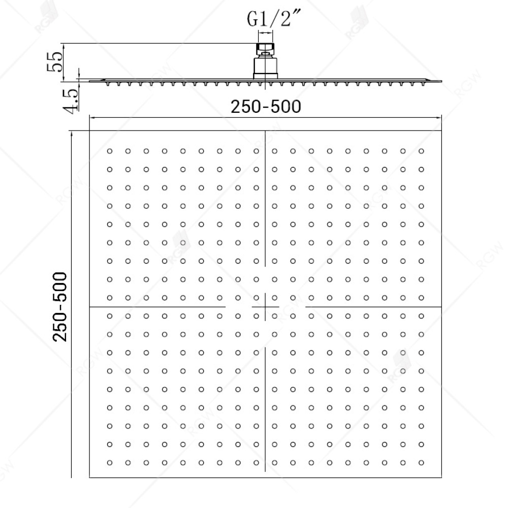 Верхний душ 3D RGW Shower Panels 21148225-01 квадратный