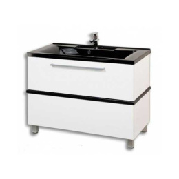 Фото Тумба под умывальник Акватон - ТУРИН 100 белый c черной панелью 1A121701TUJ10