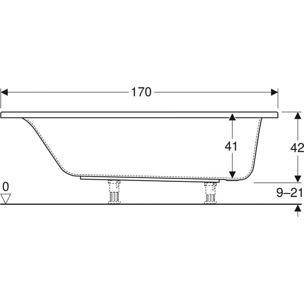 Фото Акриловая ванна 170x70 Geberit (554.304.01.1), прямоугольная