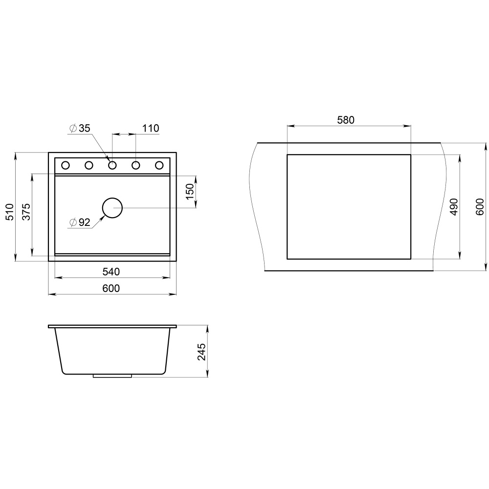 Granula KS-6003 шварц Кухонная мойка