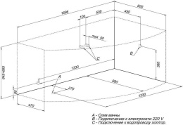 Акриловая ванна 170x90 Aquanet (00203989), асимметричная